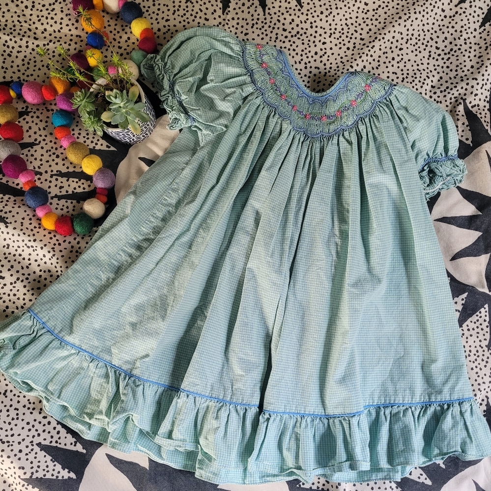 Floral design smocked dress